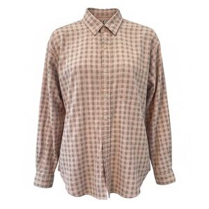 Vintage 80’s early 90’s pink and gray checkered button down shirt